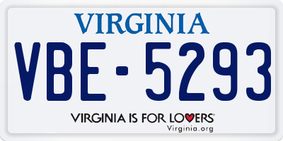VA license plate VBE5293