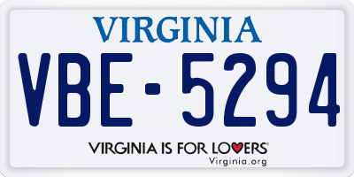 VA license plate VBE5294