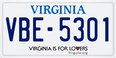 VA license plate VBE5301