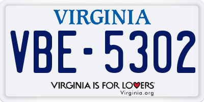 VA license plate VBE5302