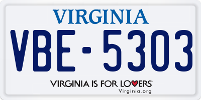 VA license plate VBE5303