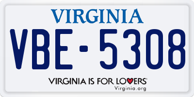 VA license plate VBE5308