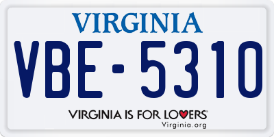 VA license plate VBE5310