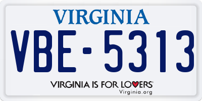 VA license plate VBE5313