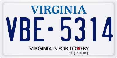 VA license plate VBE5314
