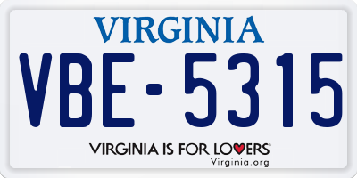 VA license plate VBE5315