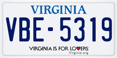 VA license plate VBE5319