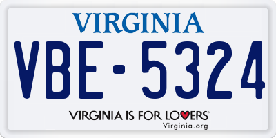 VA license plate VBE5324
