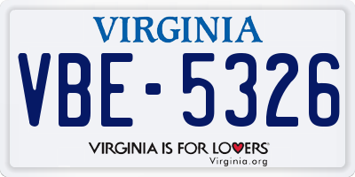 VA license plate VBE5326