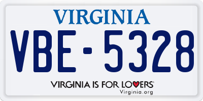 VA license plate VBE5328