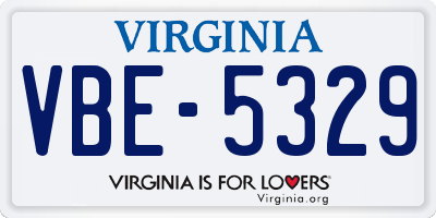 VA license plate VBE5329