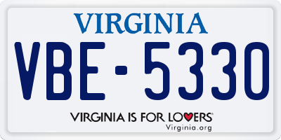 VA license plate VBE5330