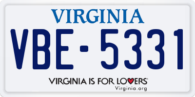 VA license plate VBE5331