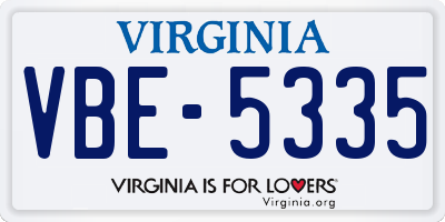 VA license plate VBE5335