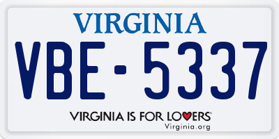 VA license plate VBE5337