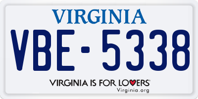 VA license plate VBE5338