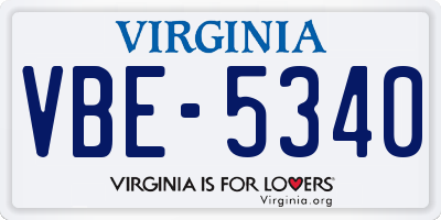 VA license plate VBE5340