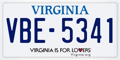 VA license plate VBE5341