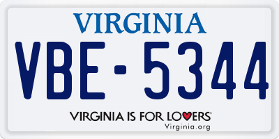 VA license plate VBE5344