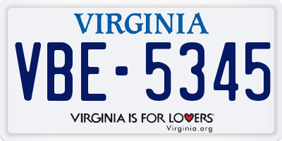 VA license plate VBE5345