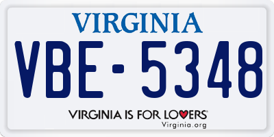 VA license plate VBE5348
