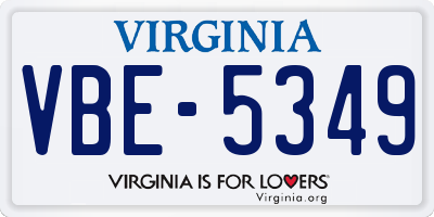 VA license plate VBE5349