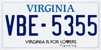 VA license plate VBE5355