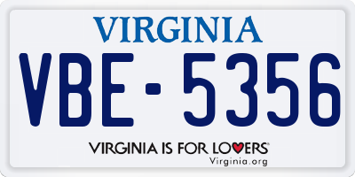 VA license plate VBE5356