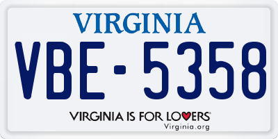 VA license plate VBE5358