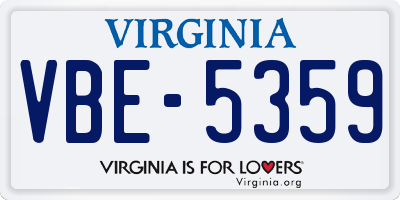 VA license plate VBE5359