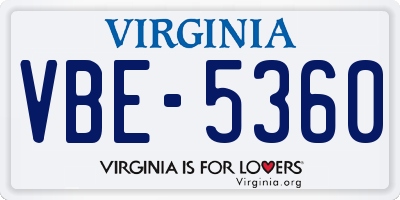 VA license plate VBE5360