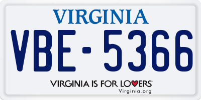 VA license plate VBE5366
