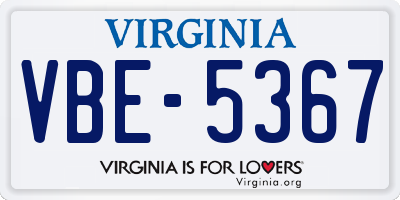 VA license plate VBE5367
