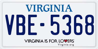 VA license plate VBE5368