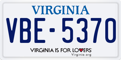 VA license plate VBE5370