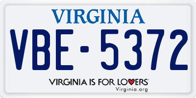 VA license plate VBE5372