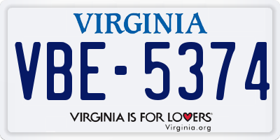VA license plate VBE5374