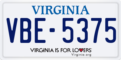 VA license plate VBE5375