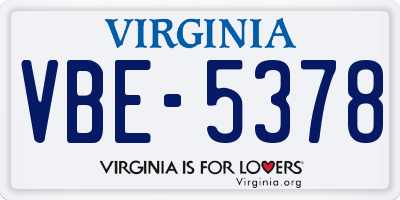 VA license plate VBE5378