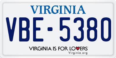 VA license plate VBE5380