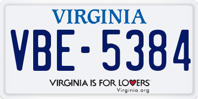 VA license plate VBE5384