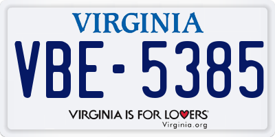 VA license plate VBE5385