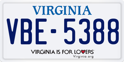 VA license plate VBE5388