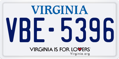 VA license plate VBE5396