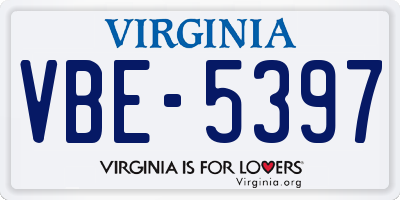 VA license plate VBE5397
