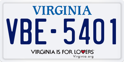VA license plate VBE5401