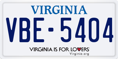 VA license plate VBE5404