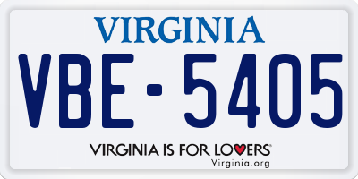 VA license plate VBE5405
