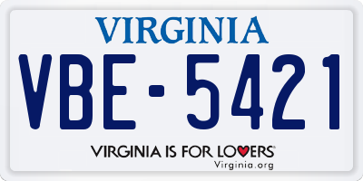 VA license plate VBE5421
