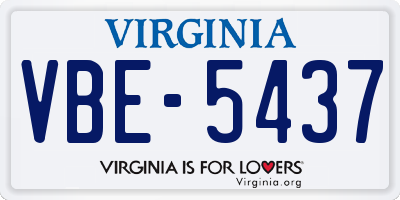 VA license plate VBE5437